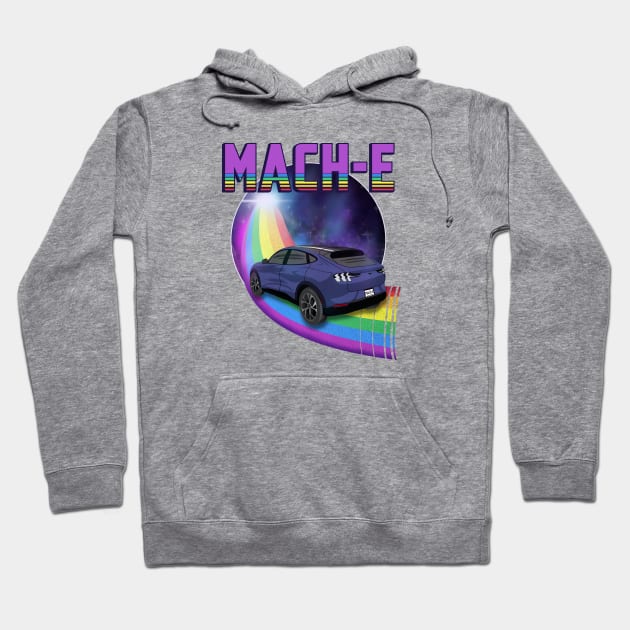 Mach-E Rides the Rainbow Galaxy in Infinite Blue Hoodie by zealology